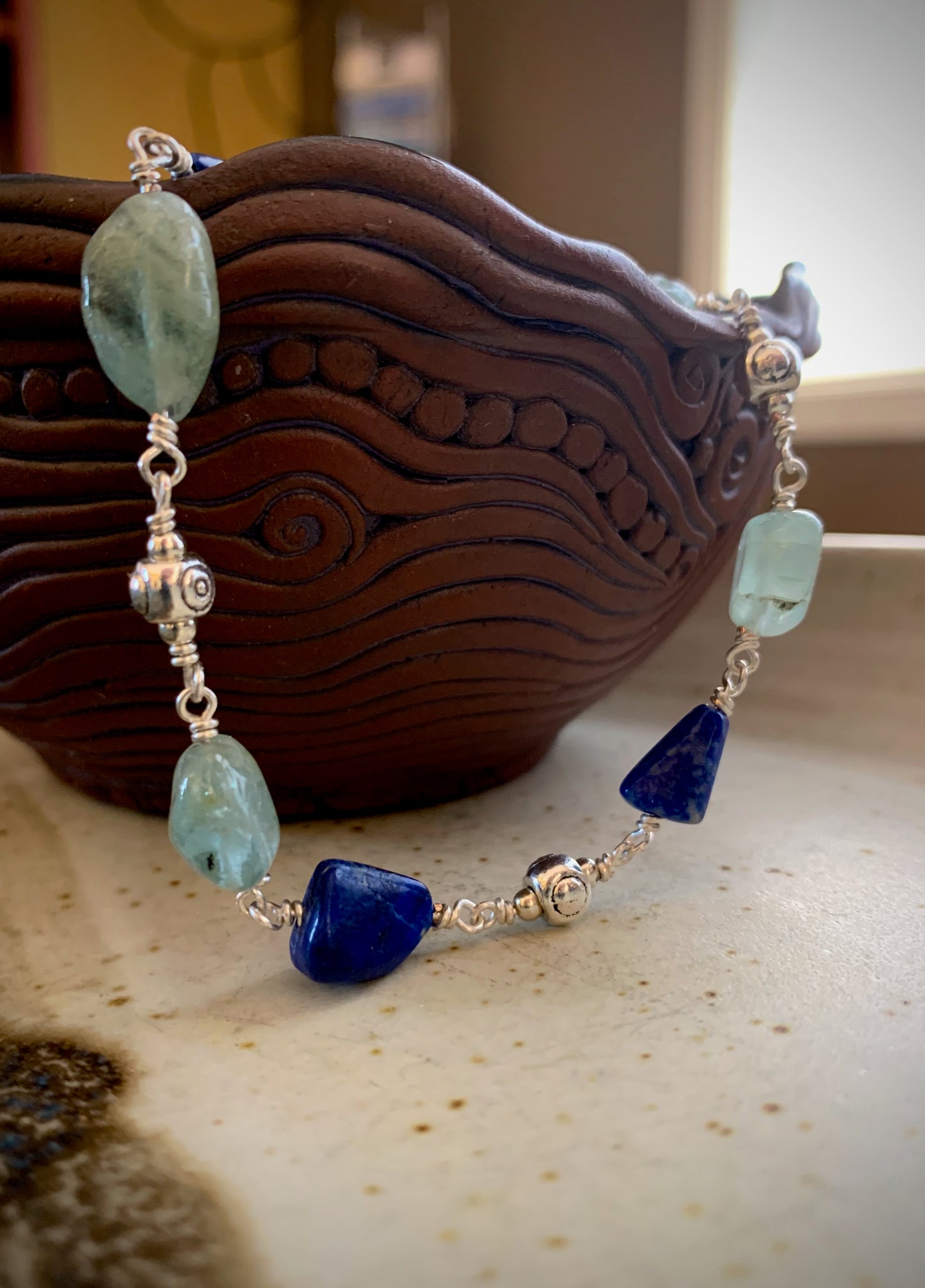 Thebe Bracelet - Lapis Lazuli and Aquamarine