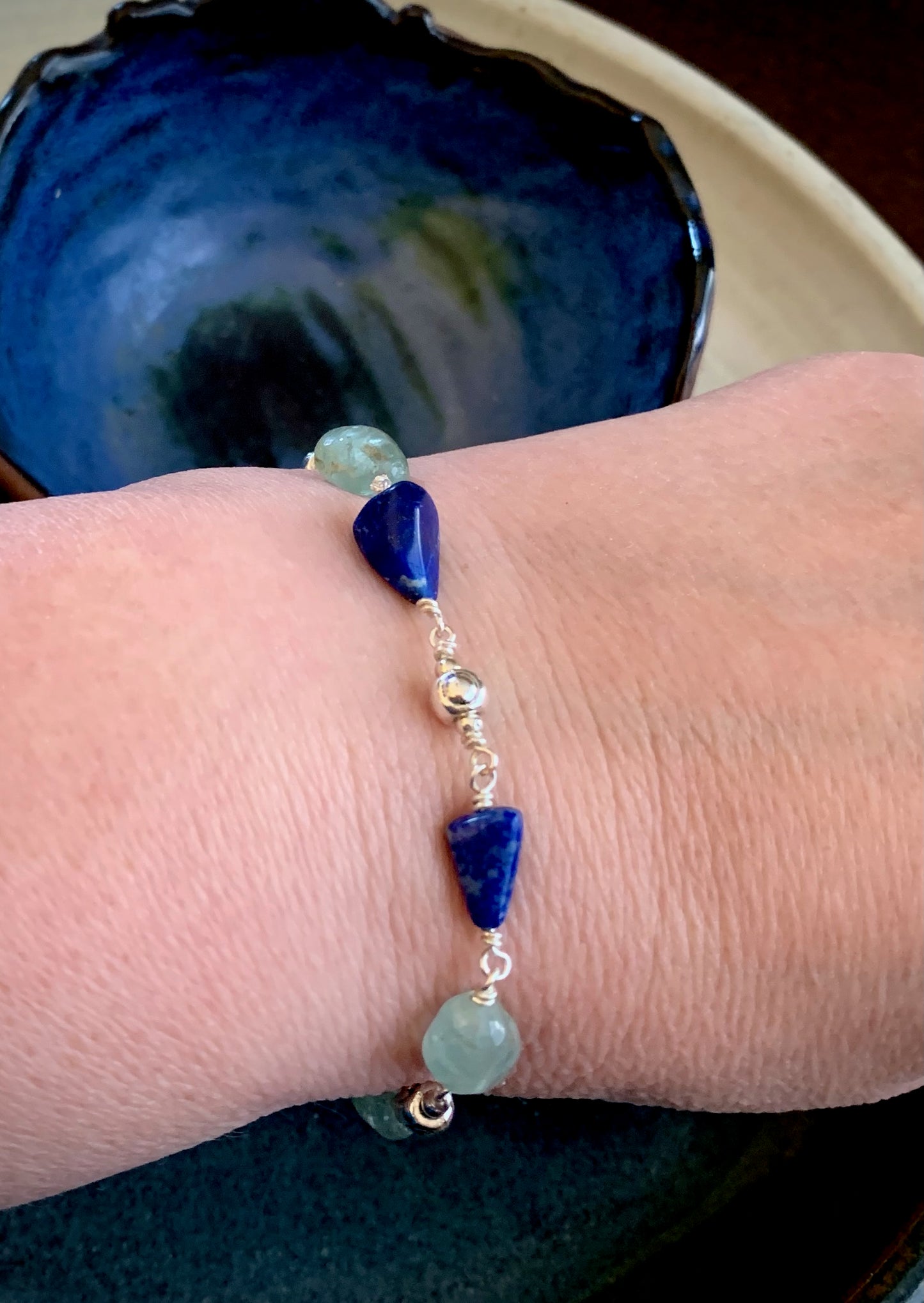Thebe Bracelet - Lapis Lazuli and Aquamarine
