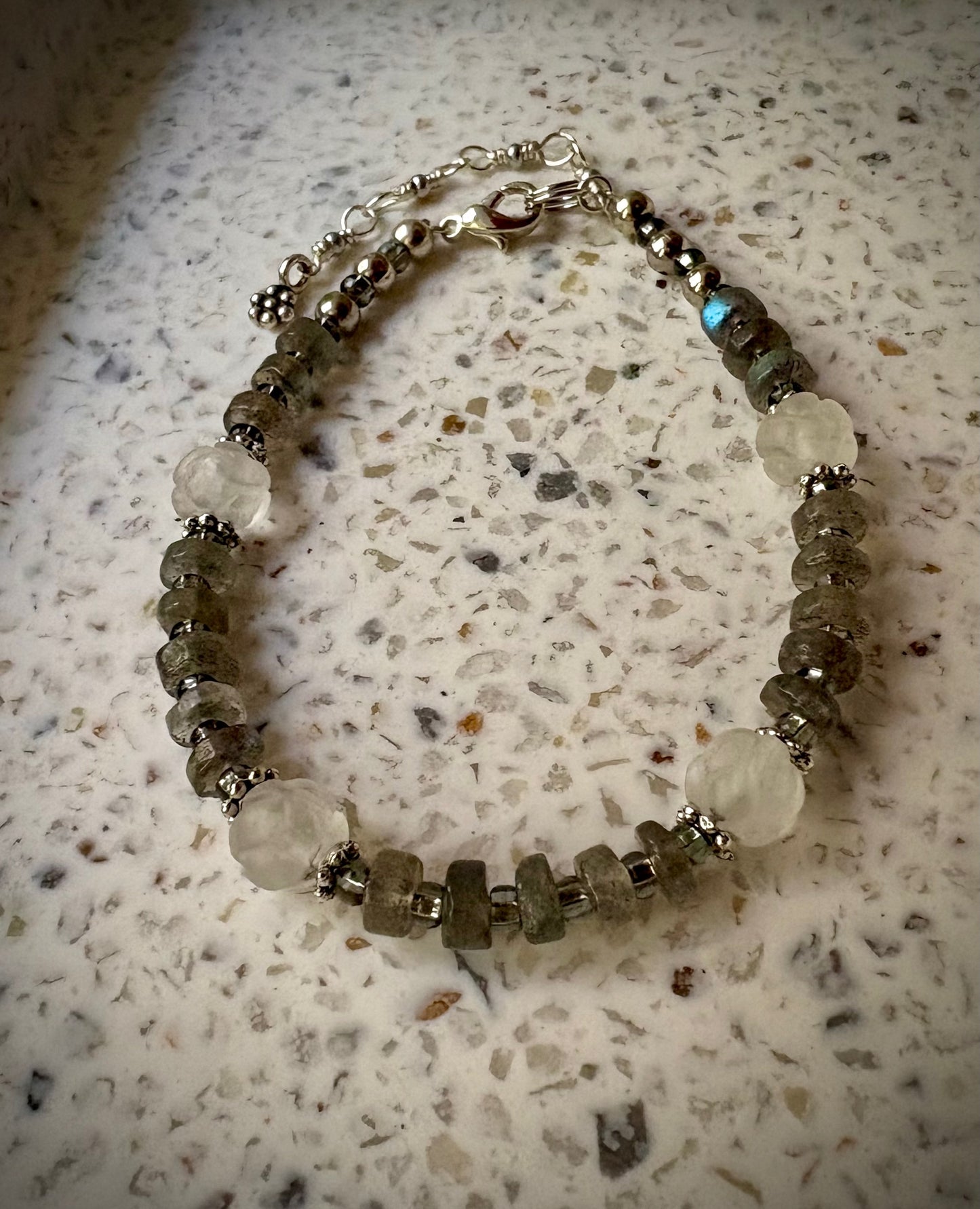 Borealis Bracelet - Labradorite and Carved Quartz
