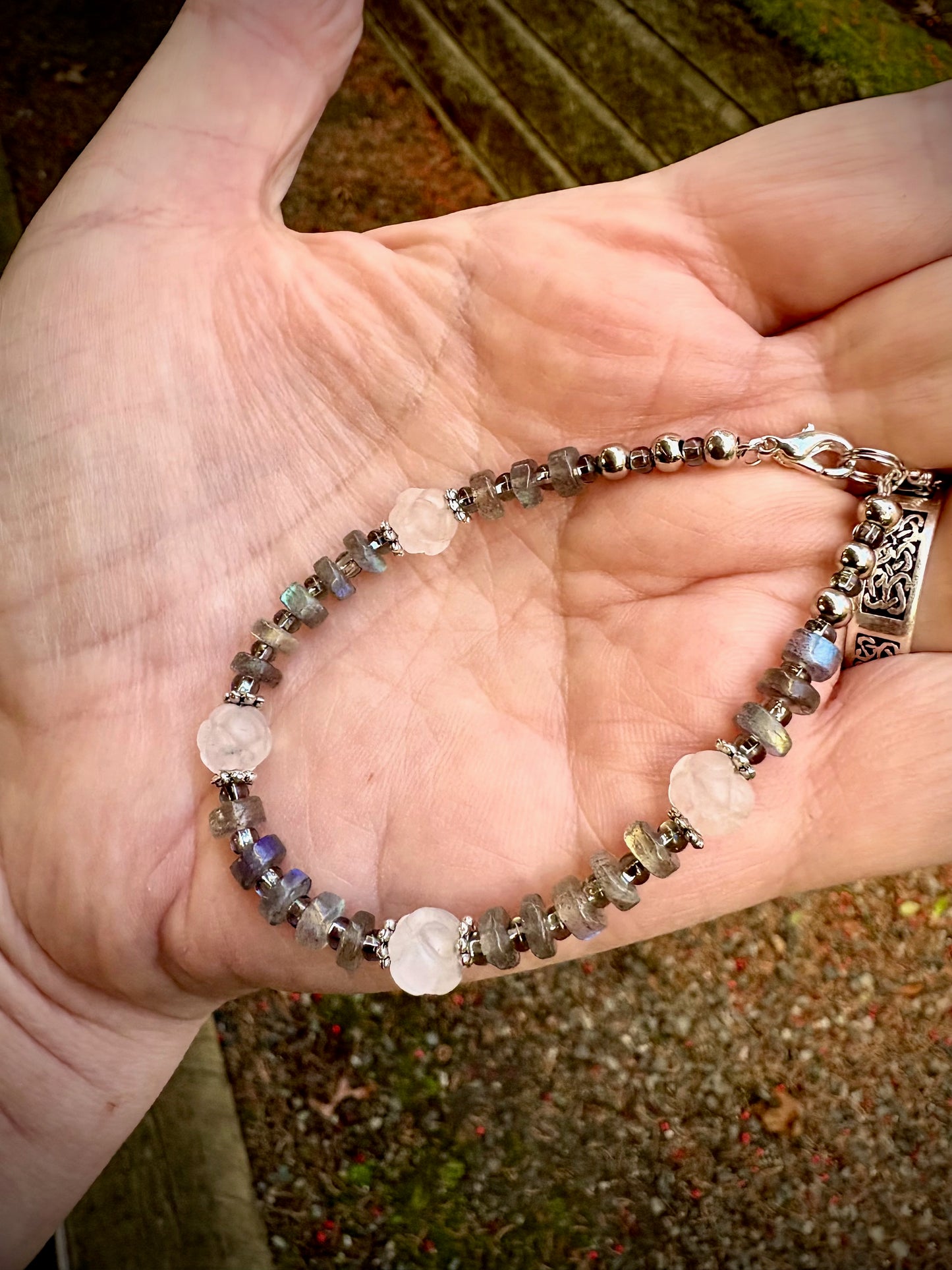 Borealis Bracelet - Labradorite and Carved Quartz