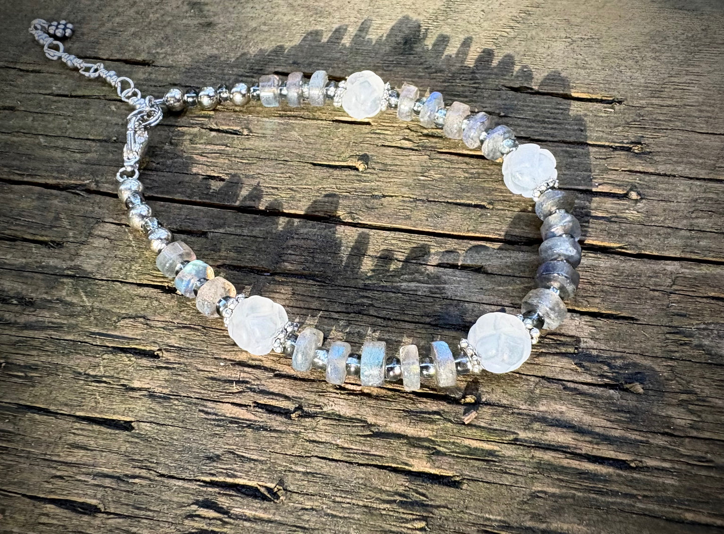 Borealis Bracelet - Labradorite and Carved Quartz
