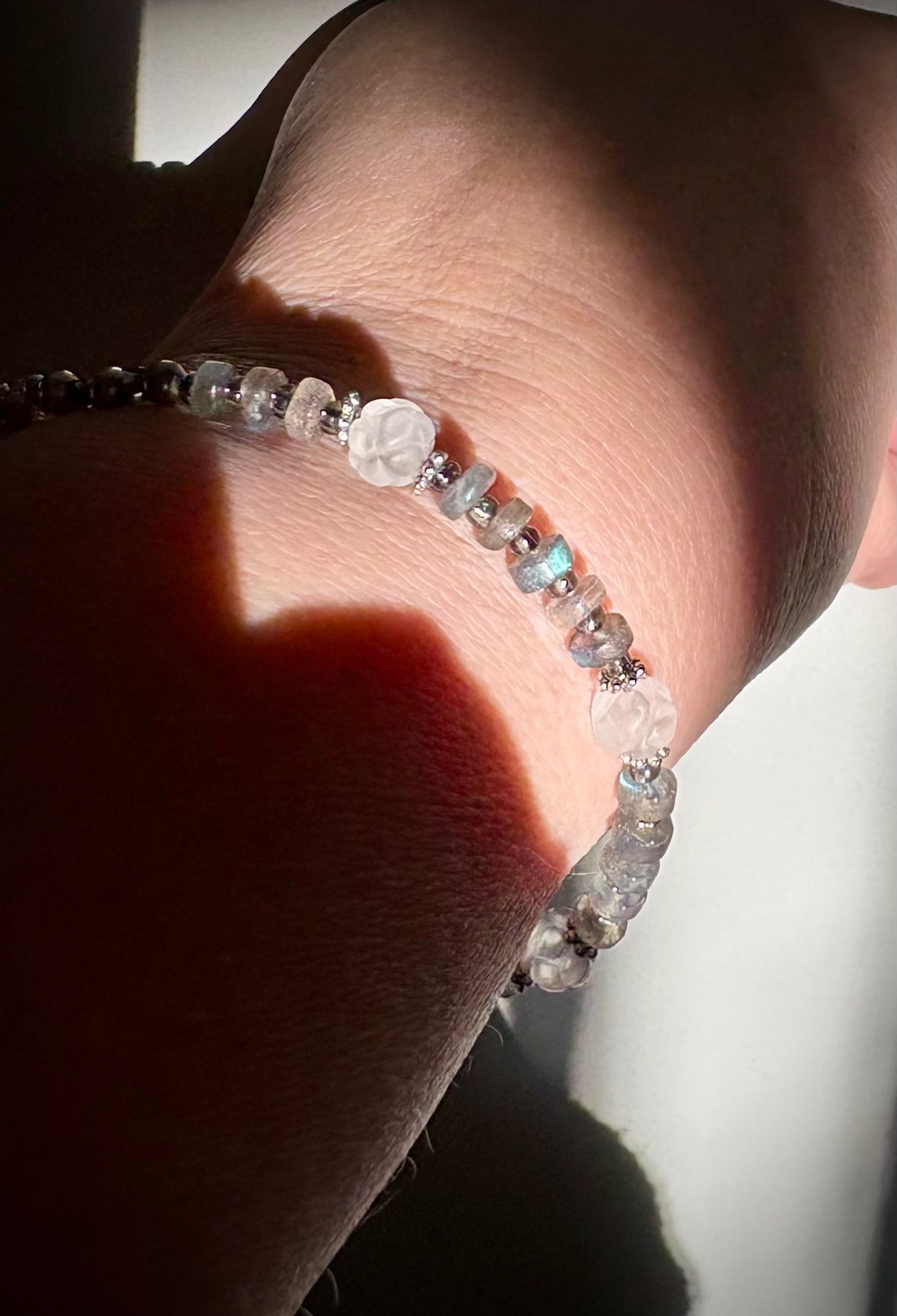 Borealis Bracelet - Labradorite and Carved Quartz