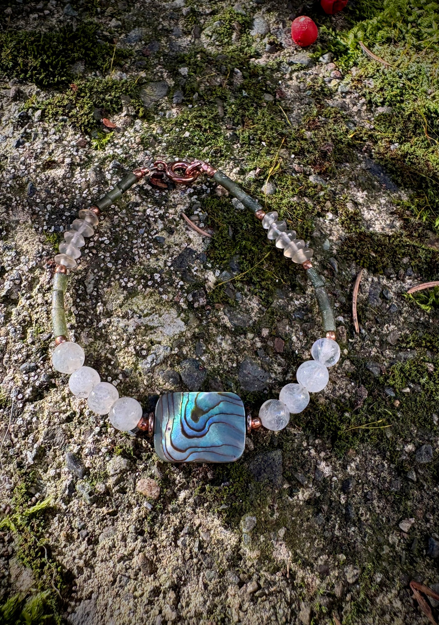 Thetis Bracelet - Abalone, Moonstone, Jade, Misty Quartz