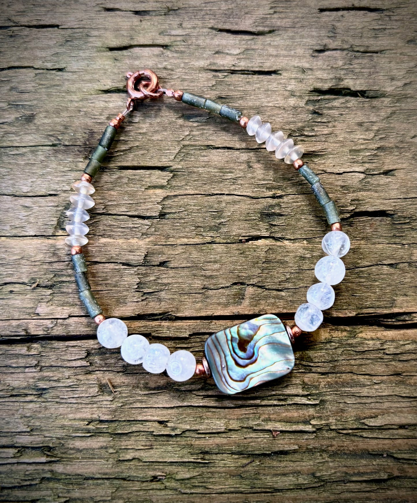 Thetis Bracelet - Abalone, Moonstone, Jade, Misty Quartz
