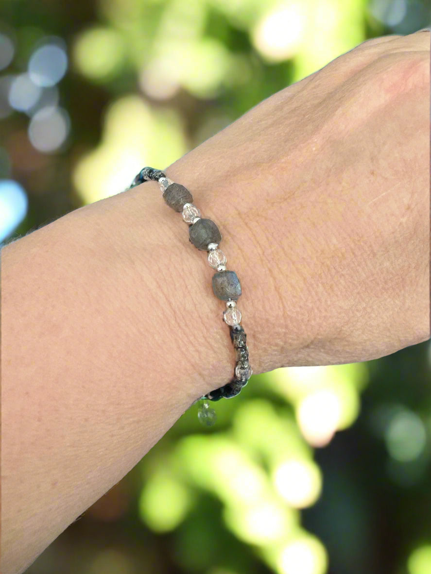 Zephyrus Bracelet - Labradorite, Quartz, Swarovski Crystal