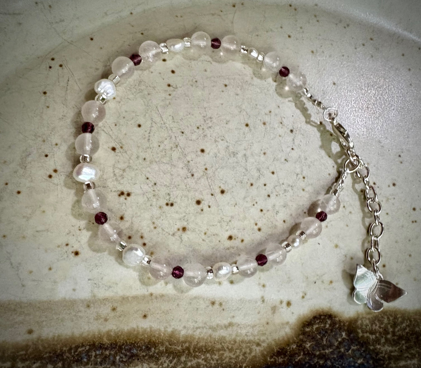 Elowen Bracelet - Rose Quartz, Pearl, and Crystal