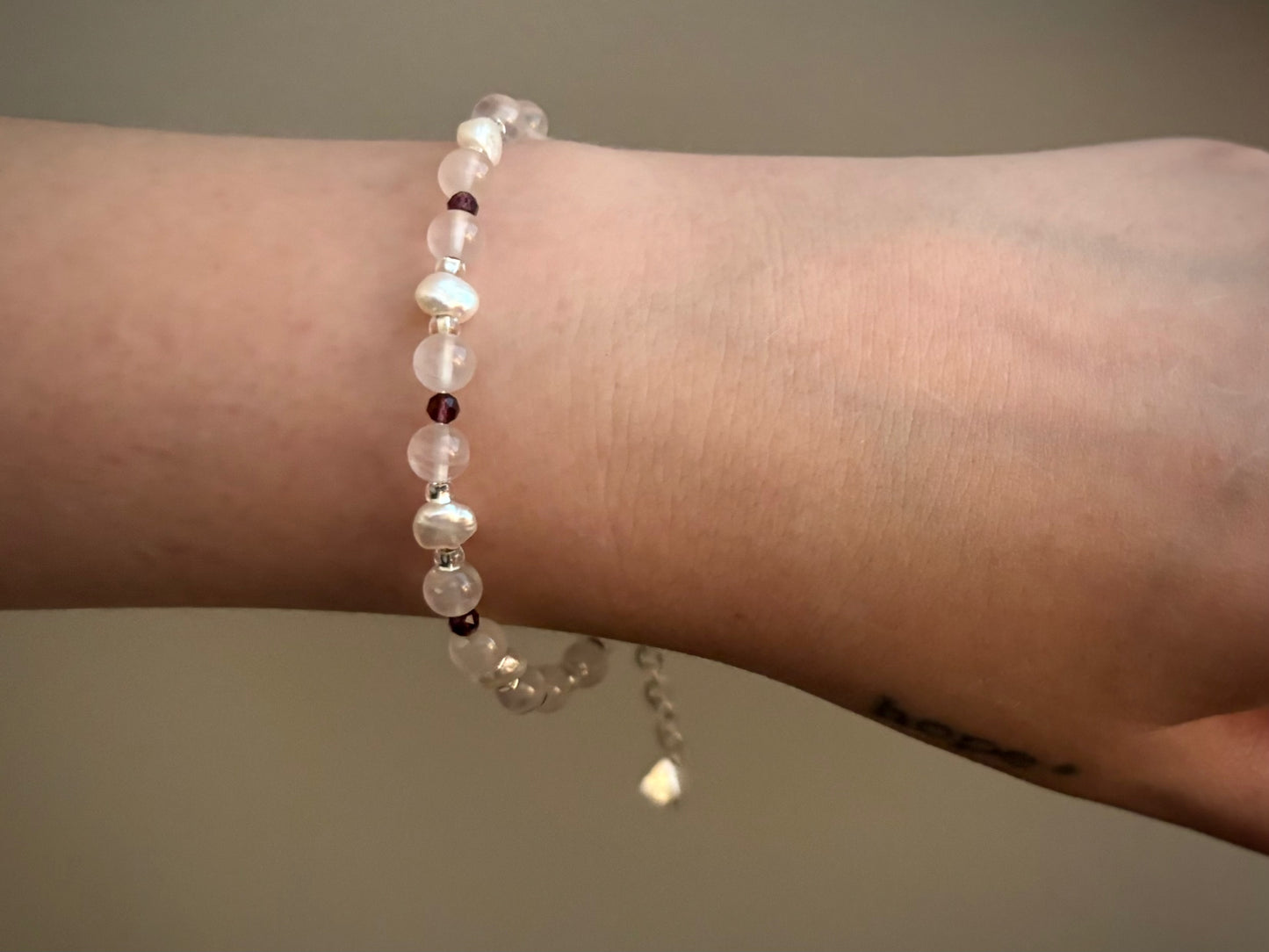 Elowen Bracelet - Rose Quartz, Pearl, and Crystal