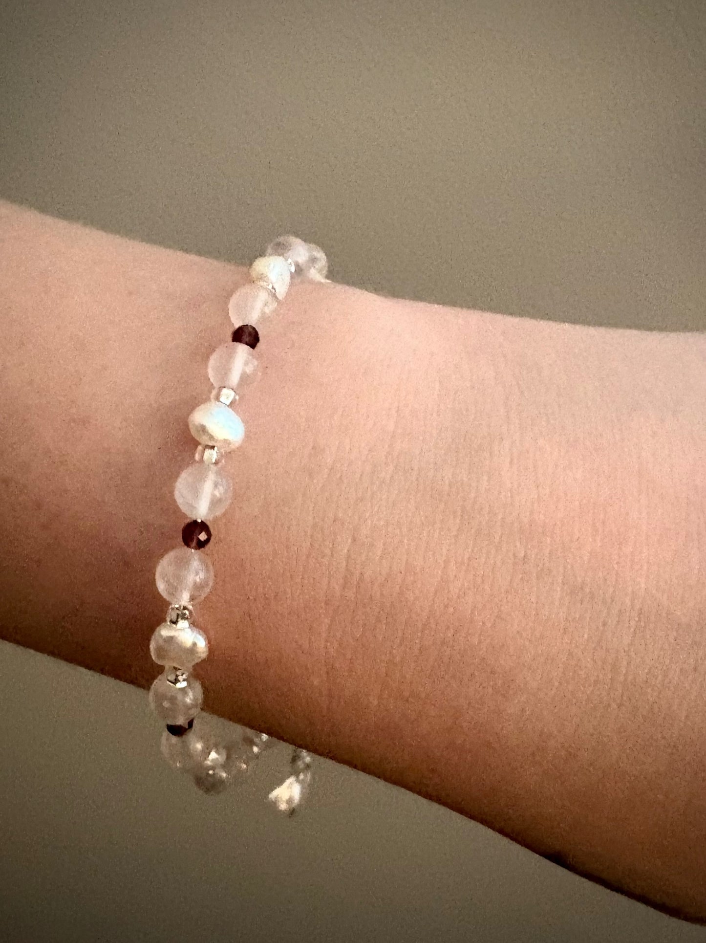 Elowen Bracelet - Rose Quartz, Pearl, and Crystal