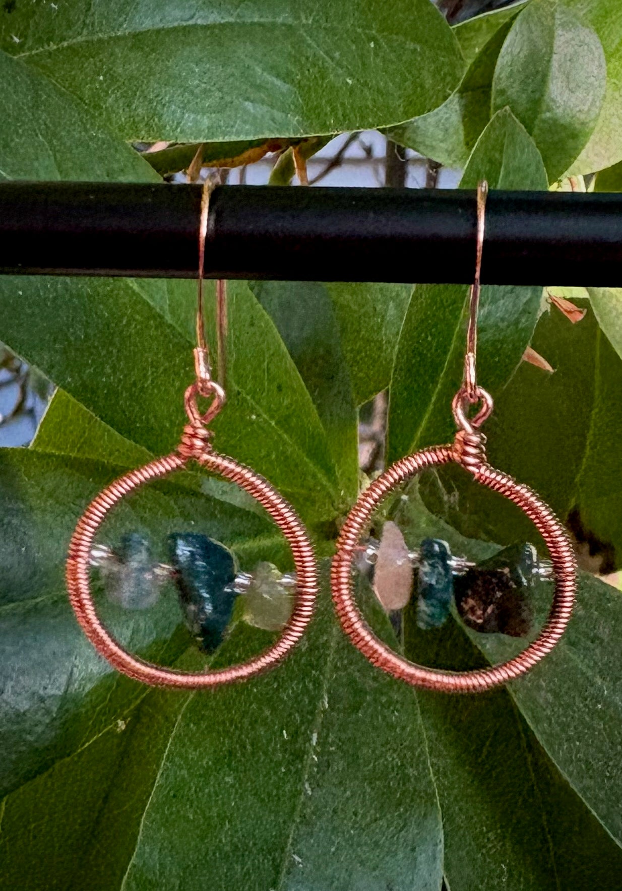 Madrugada Earrings - Copper Wire-Wrapped Fancy Jasper