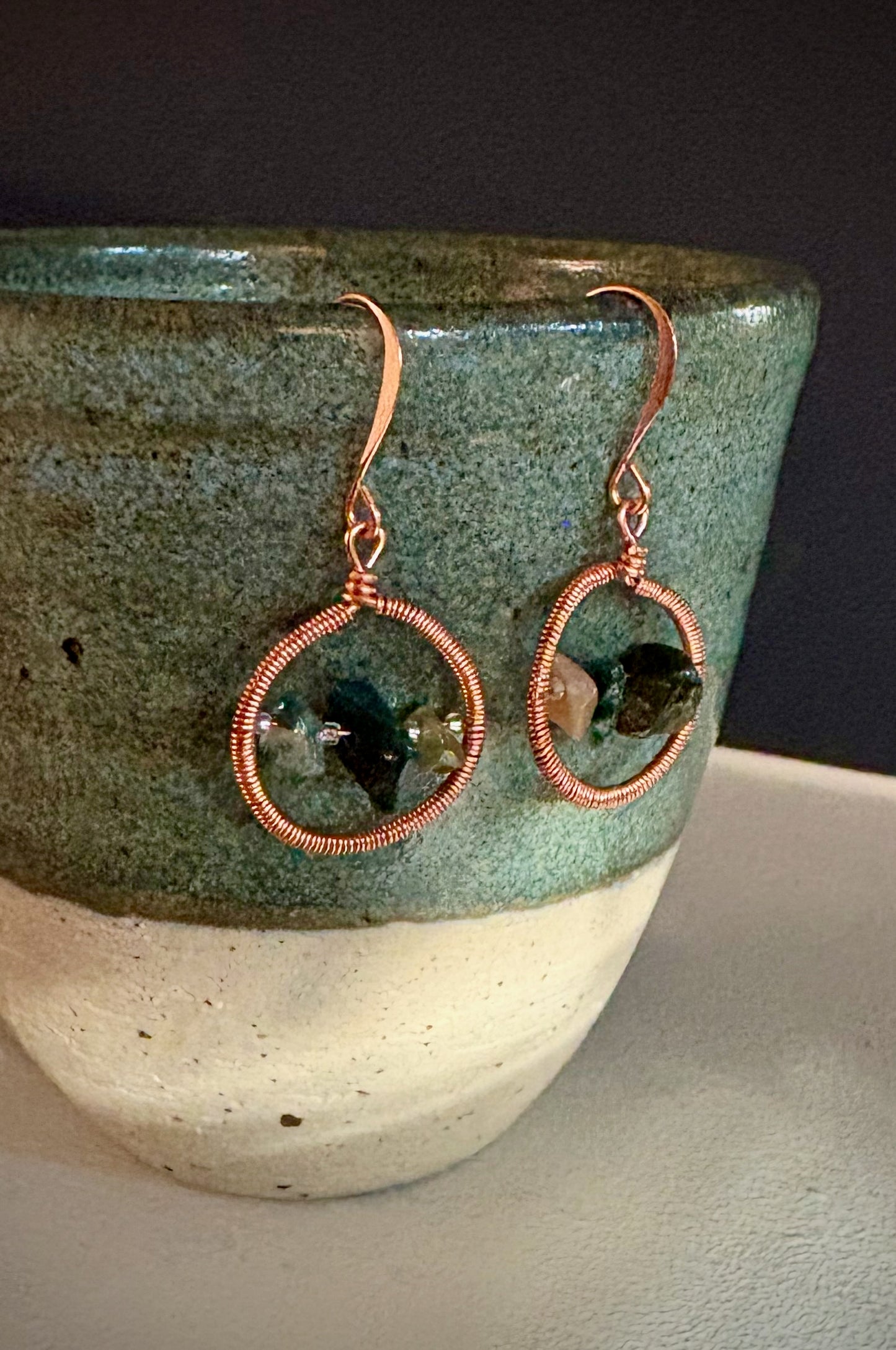 Madrugada Earrings - Copper Wire-Wrapped Fancy Jasper