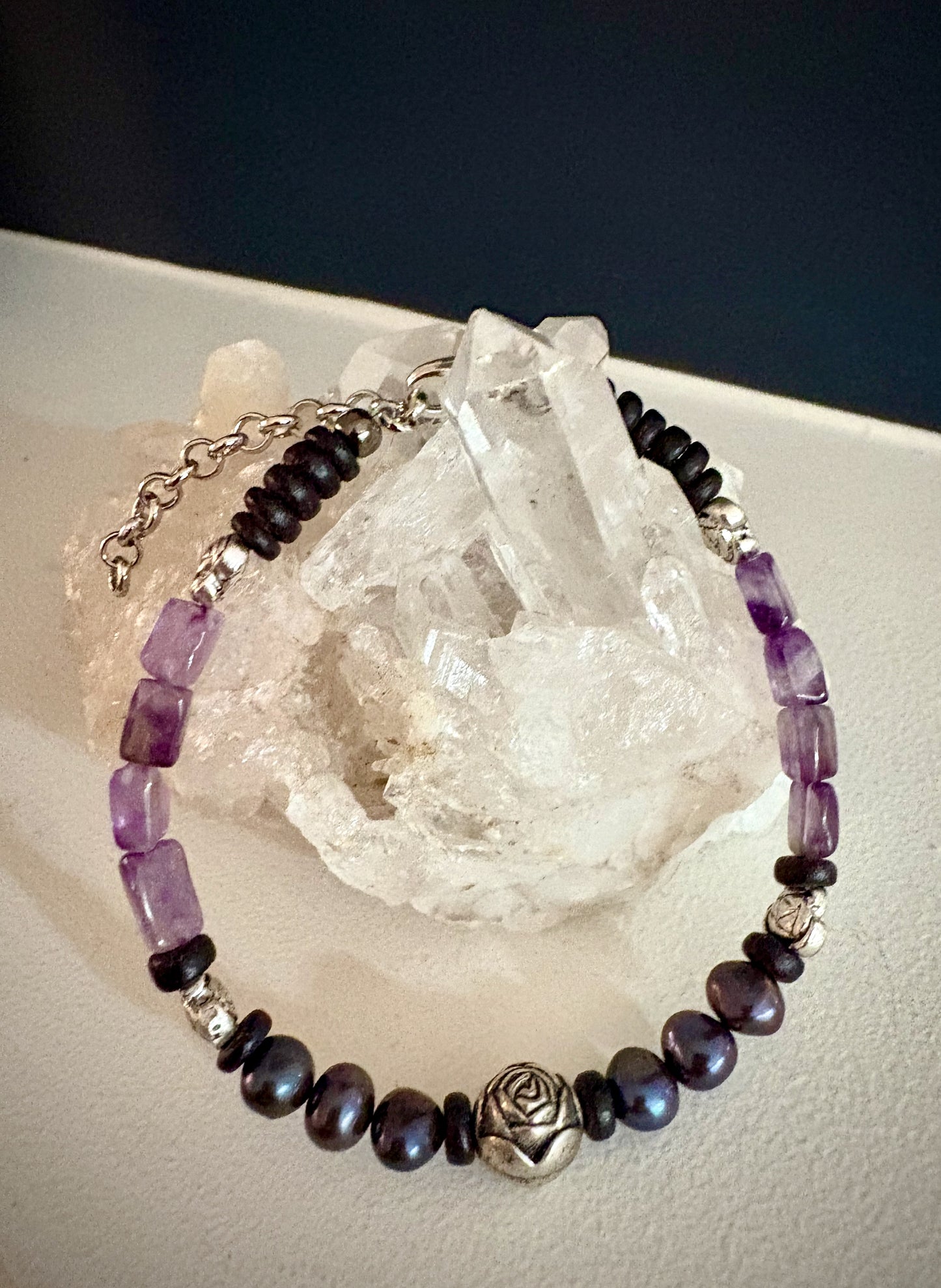 Thespia Bracelet - Amethyst and Peacock Pearl