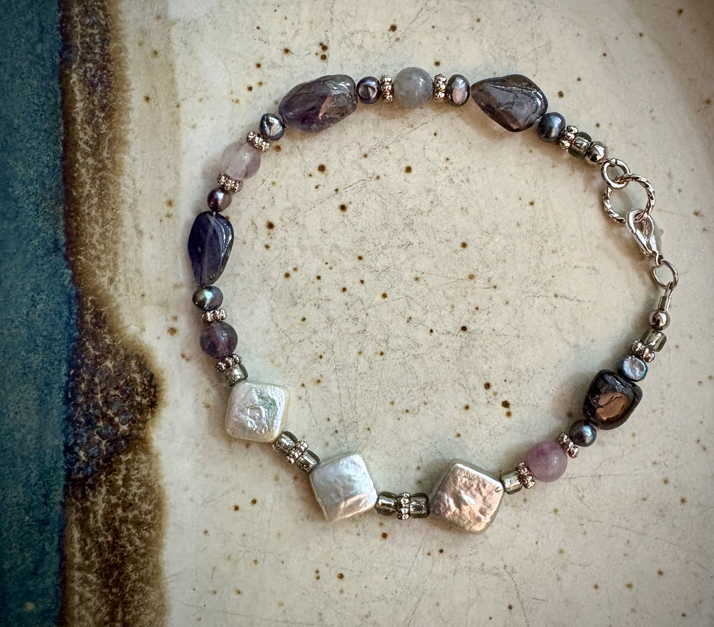 Tereine Bracelet - Pearl, Iolite, Fluorite