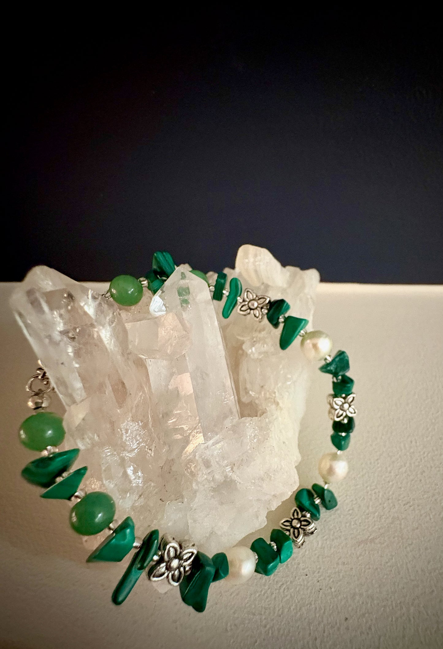 Eunoe Bracelet - Aventurine, Malachite, and Pearl