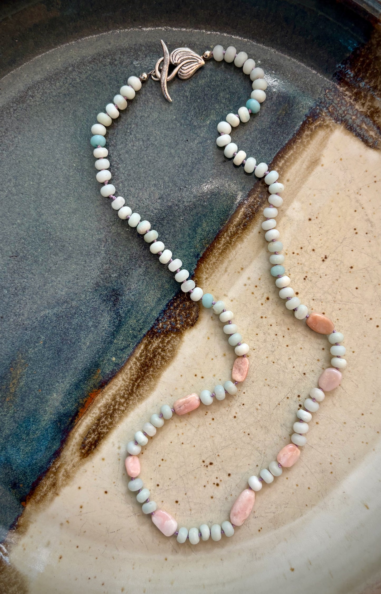 Onjya Necklace - Amazonite and Pink Peruvian Opal