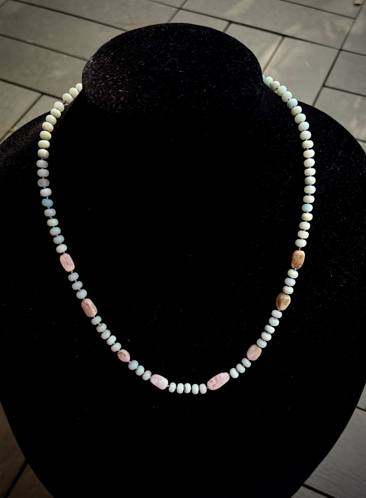 Onjya Necklace - Amazonite and Pink Peruvian Opal