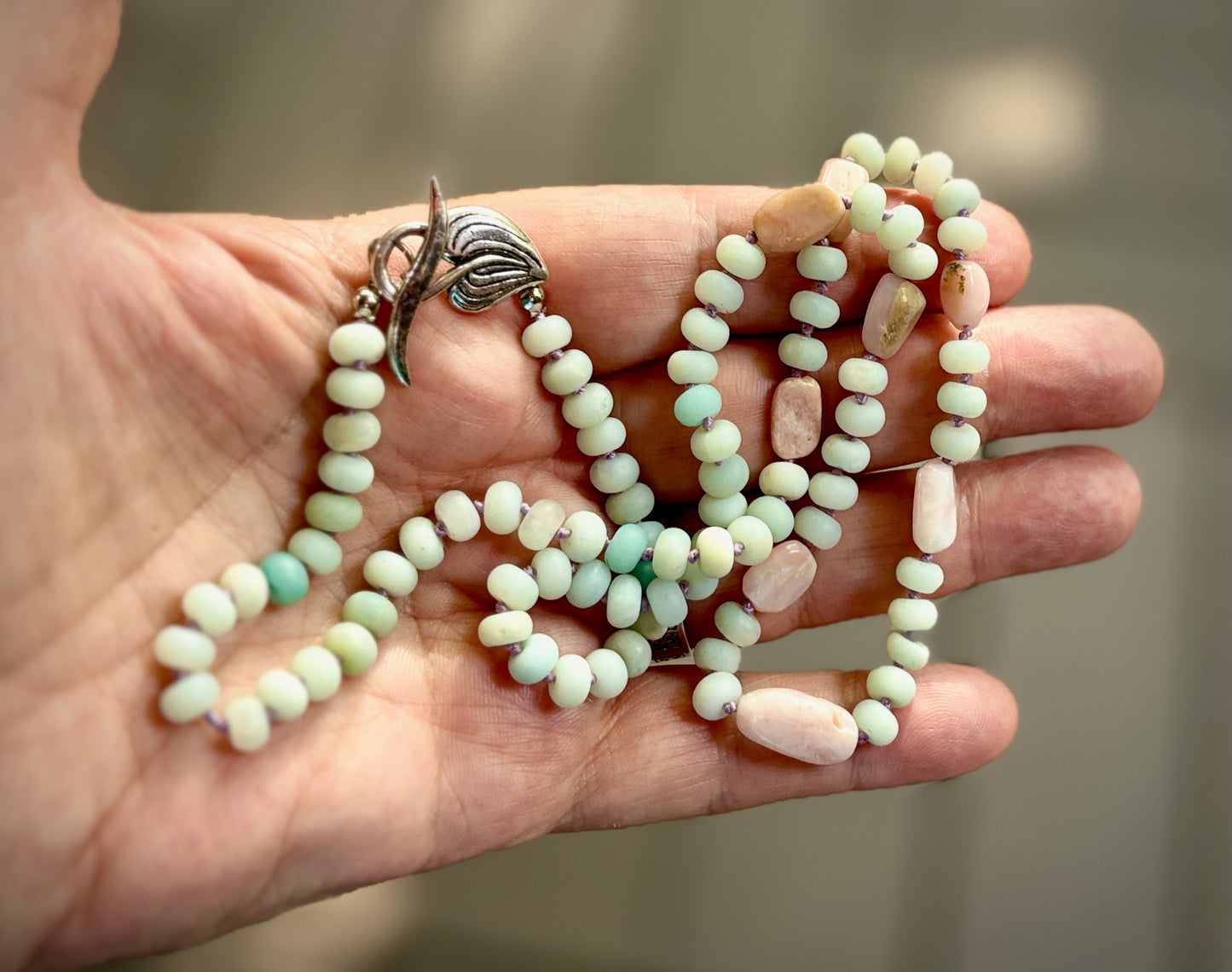 Onjya Necklace - Amazonite and Pink Peruvian Opal