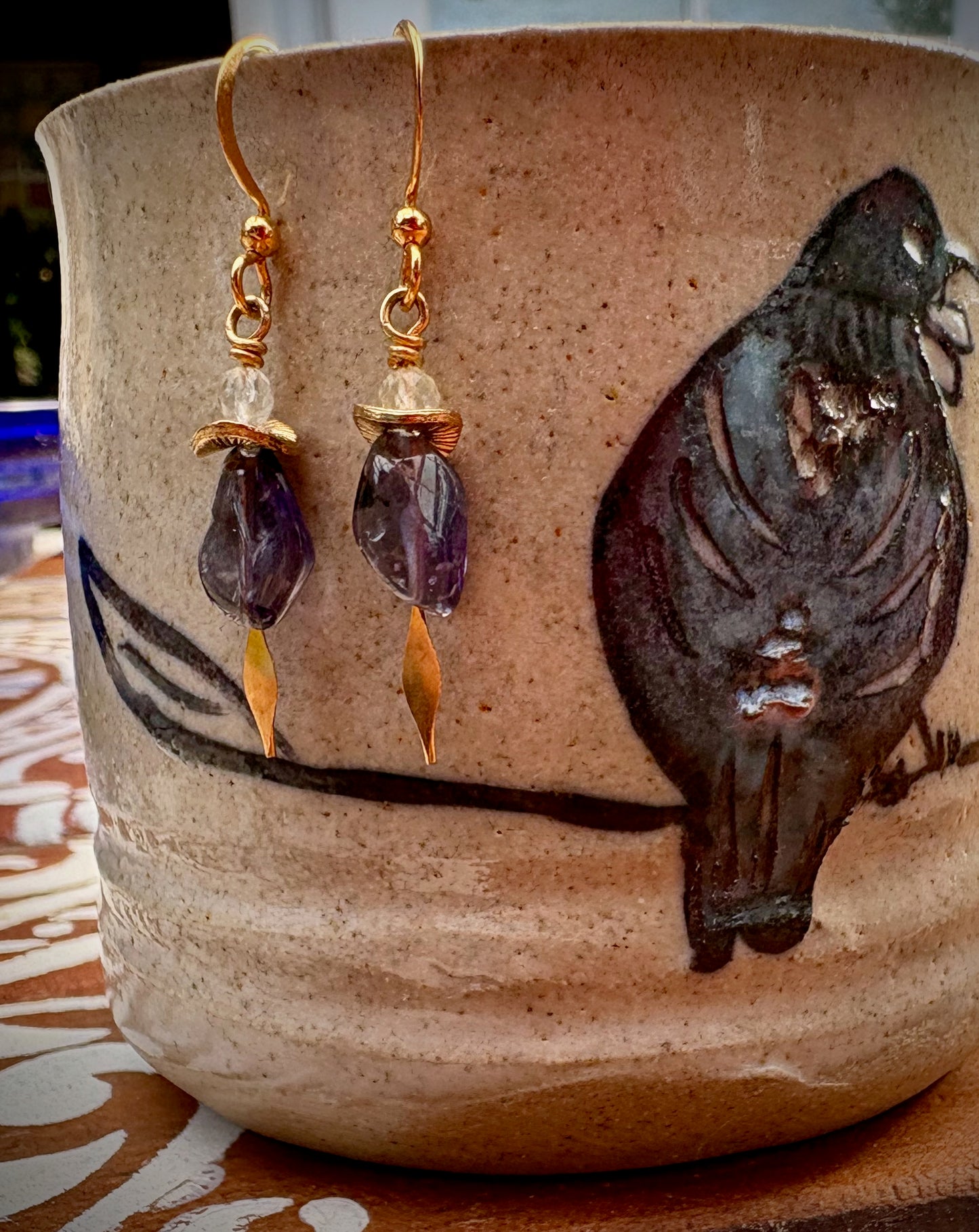 Ciruela Earrings - Iolite and Fluorite