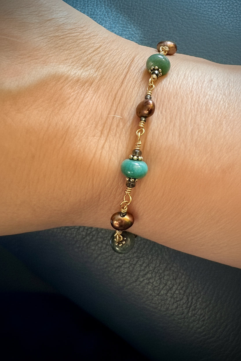 Cirrha Bracelet - Moss Agate and Pearl