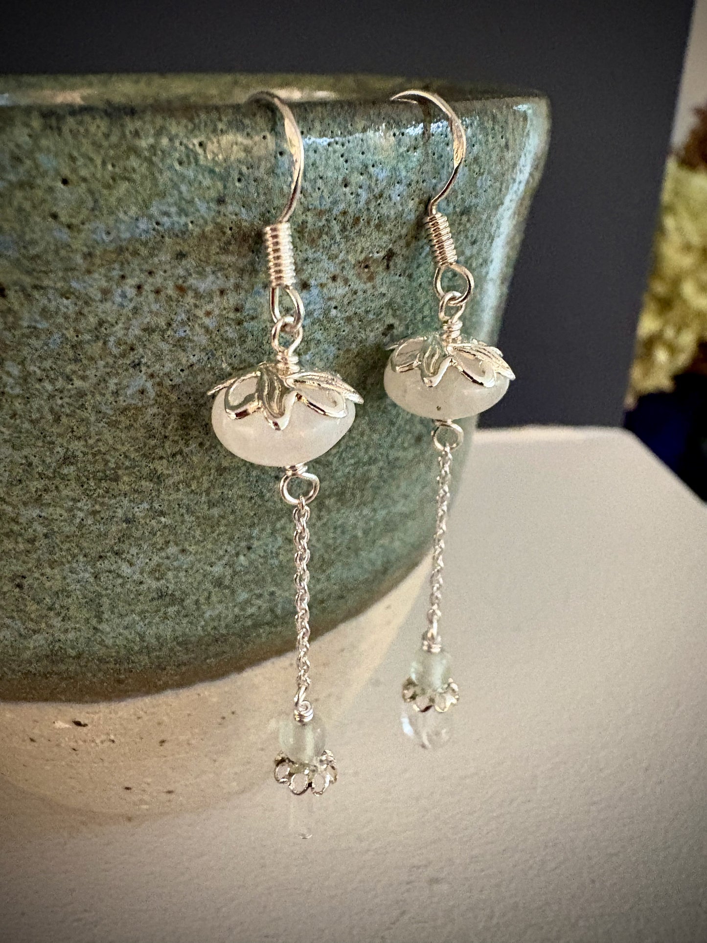 Aurora Earrings - Moonstone and Fluorite