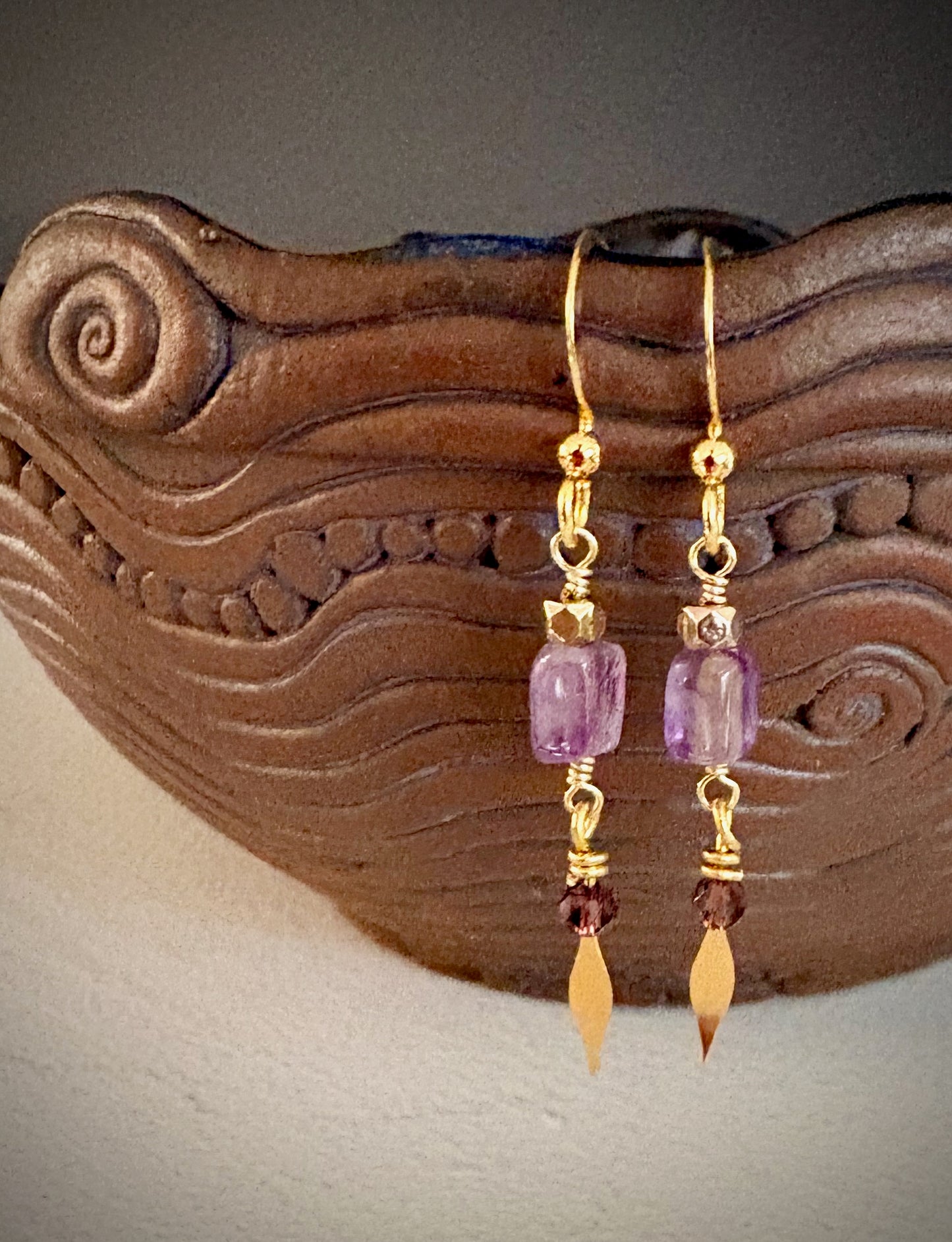 Aitana Earrings - Amethyst and Crystal