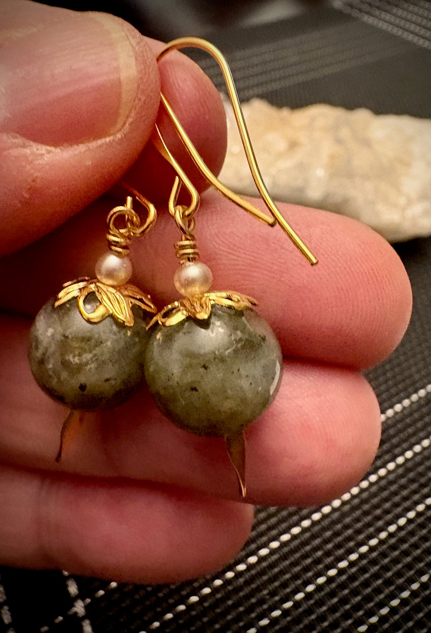 Maya Earrings - Labradorite and Pearl