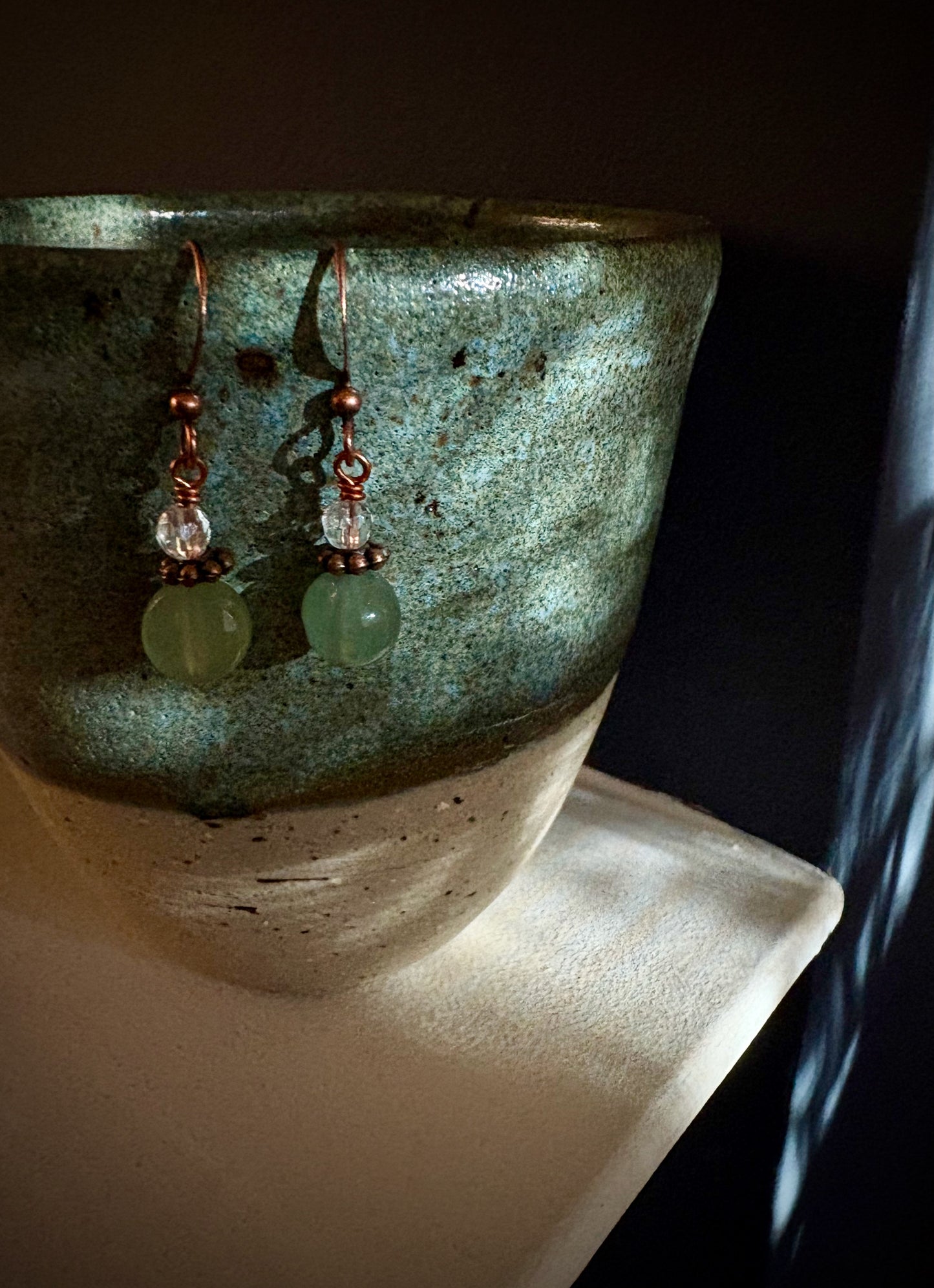 Ainara Earrings - Green Aventurine and Quartz