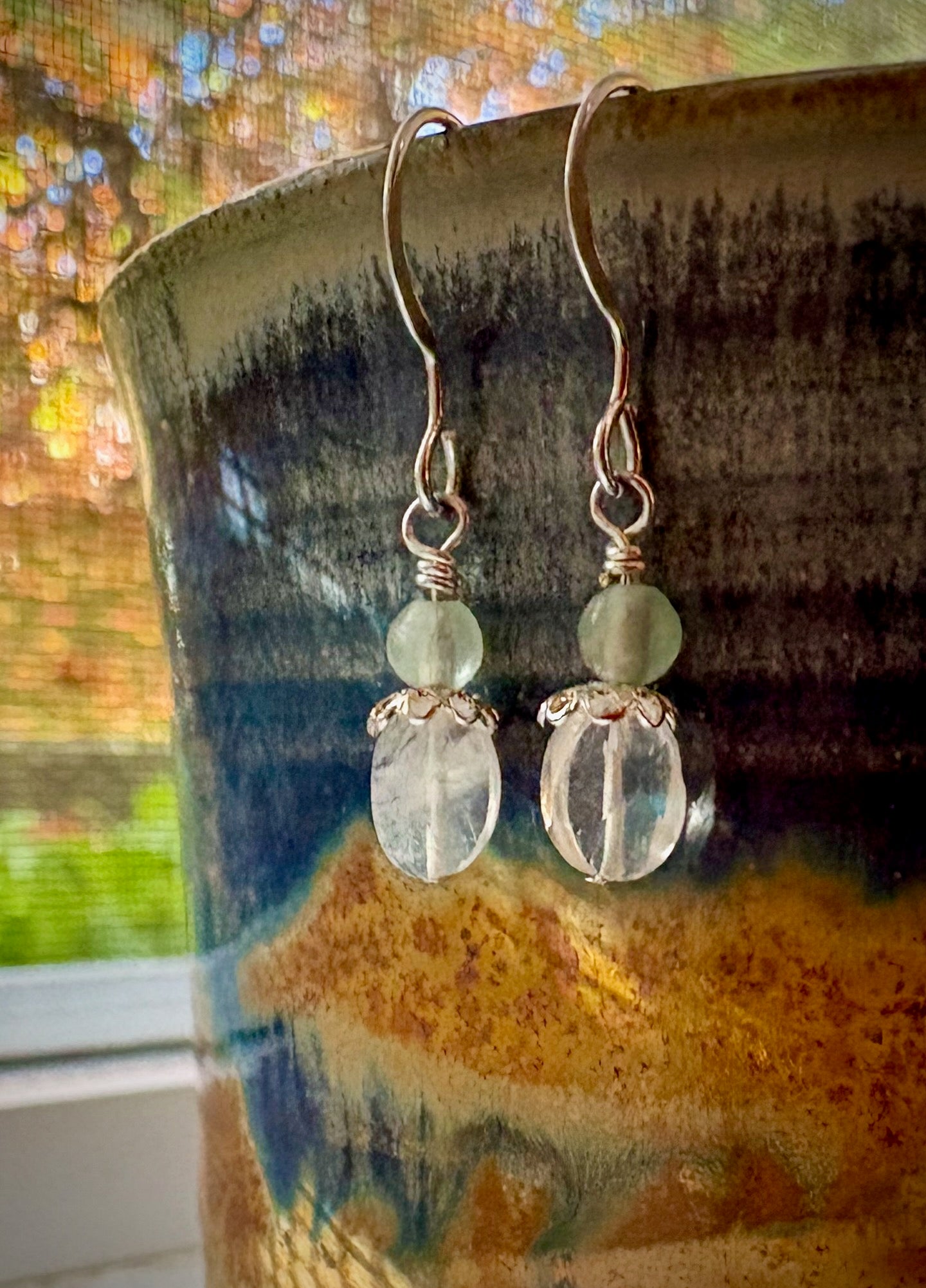 Tethyra Earrings - Moonstone and Fluorite