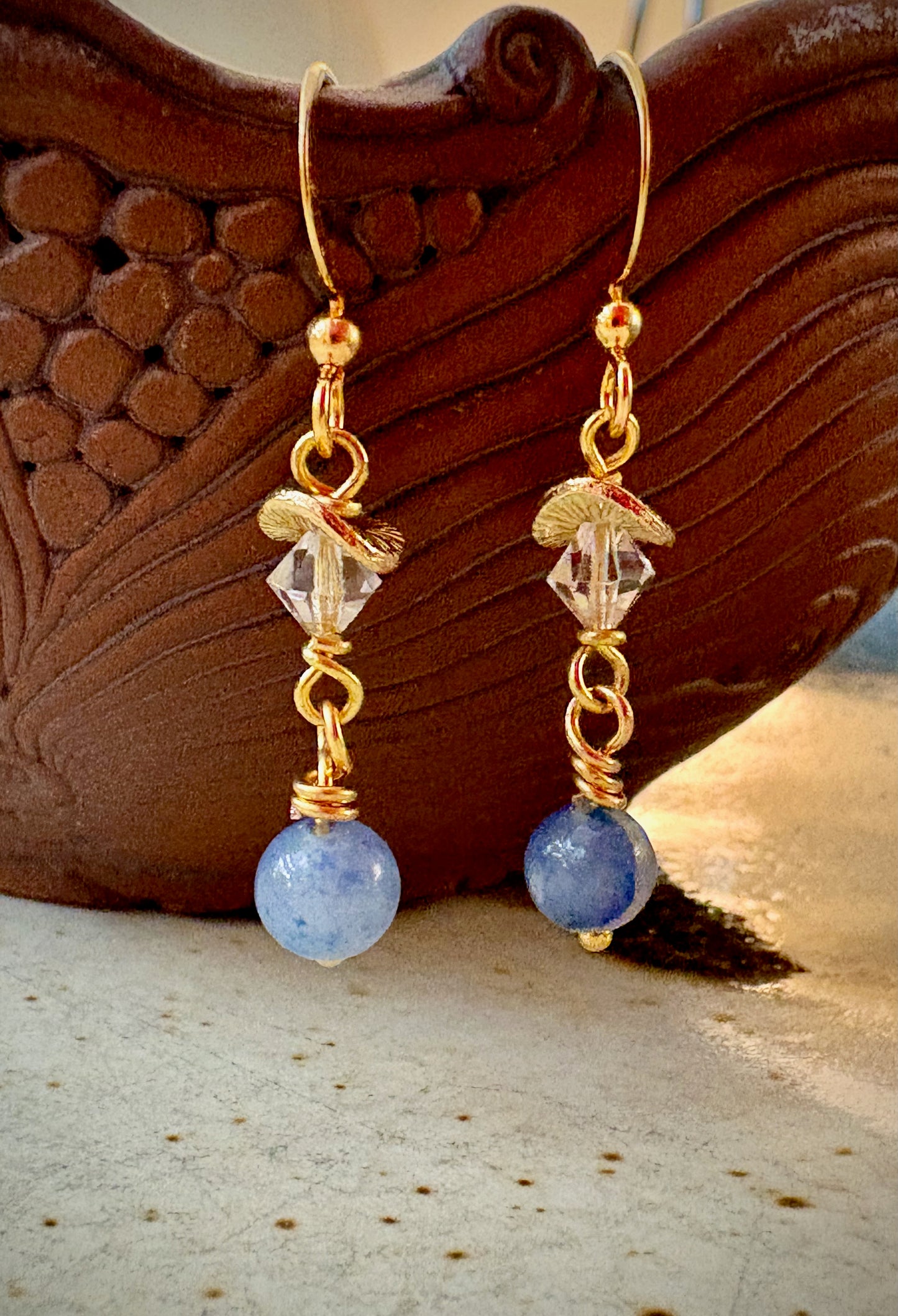 Pilar Earrings - Blue Aventurine and Crystal