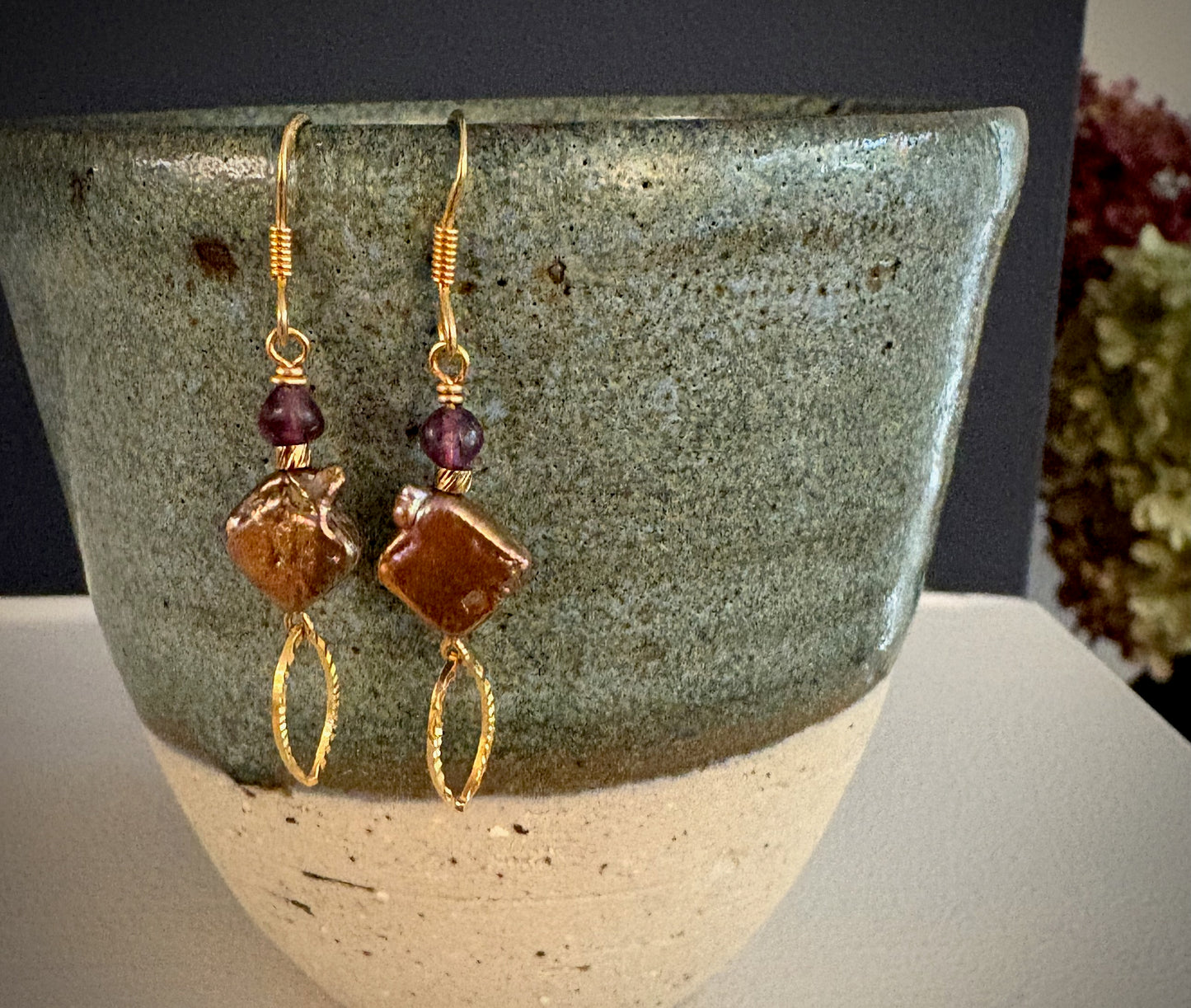 Amora Earrings - Pearl and Fluorite