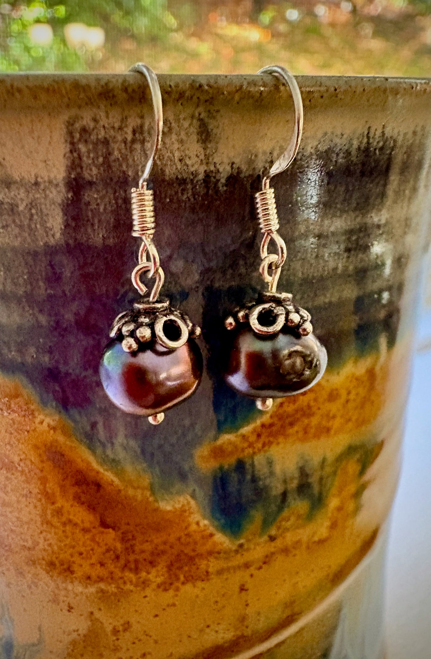 Elena Earrings - Peacock Pearl