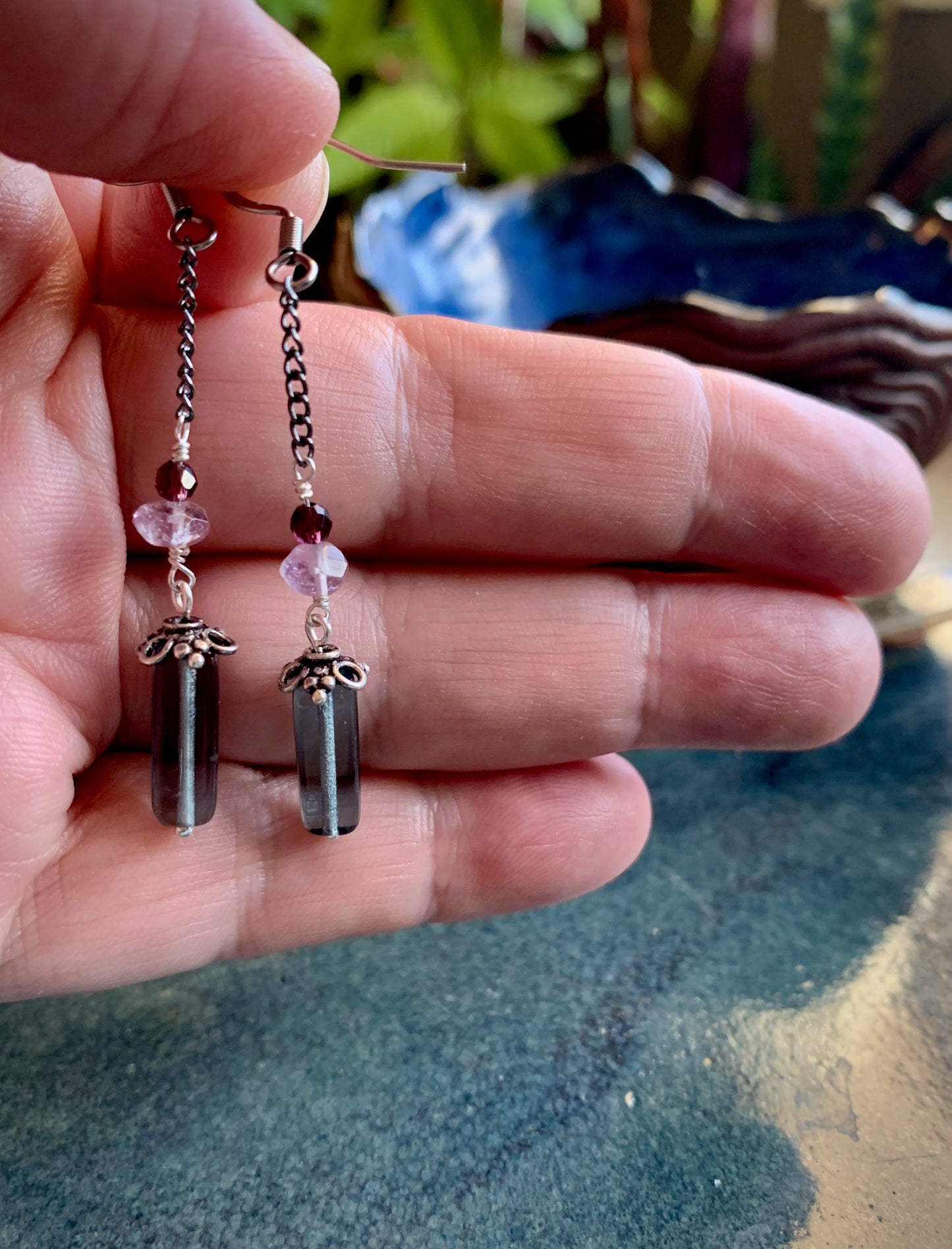 Milagro Earrings - Fluorite and Crystal Drops