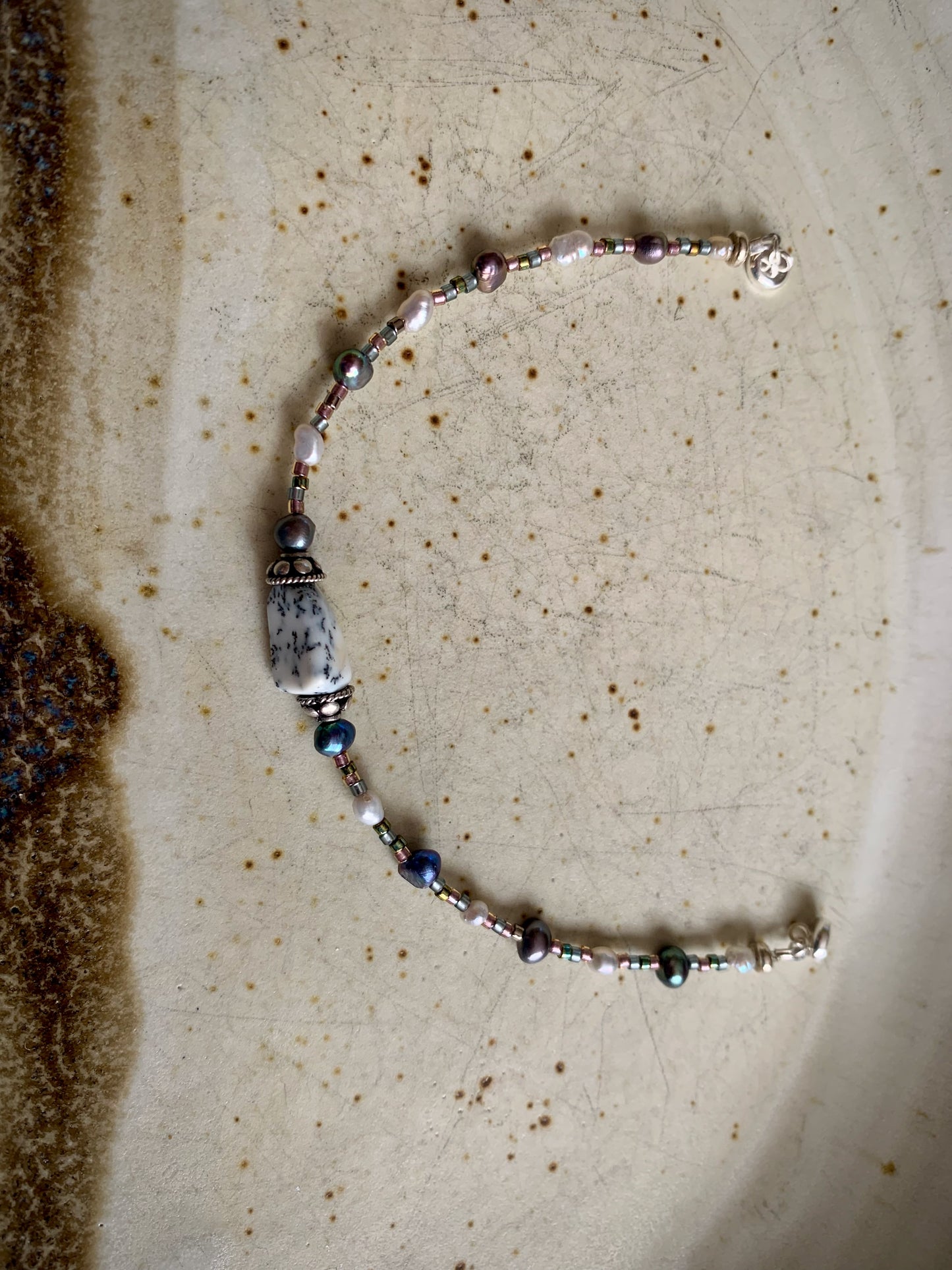 Arastea Bracelet - Dendritic Opal and Freshwater Pearls