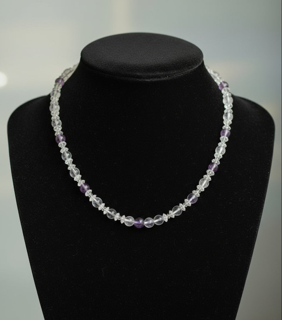Aella Necklace - Fluorite and Vintage Glass