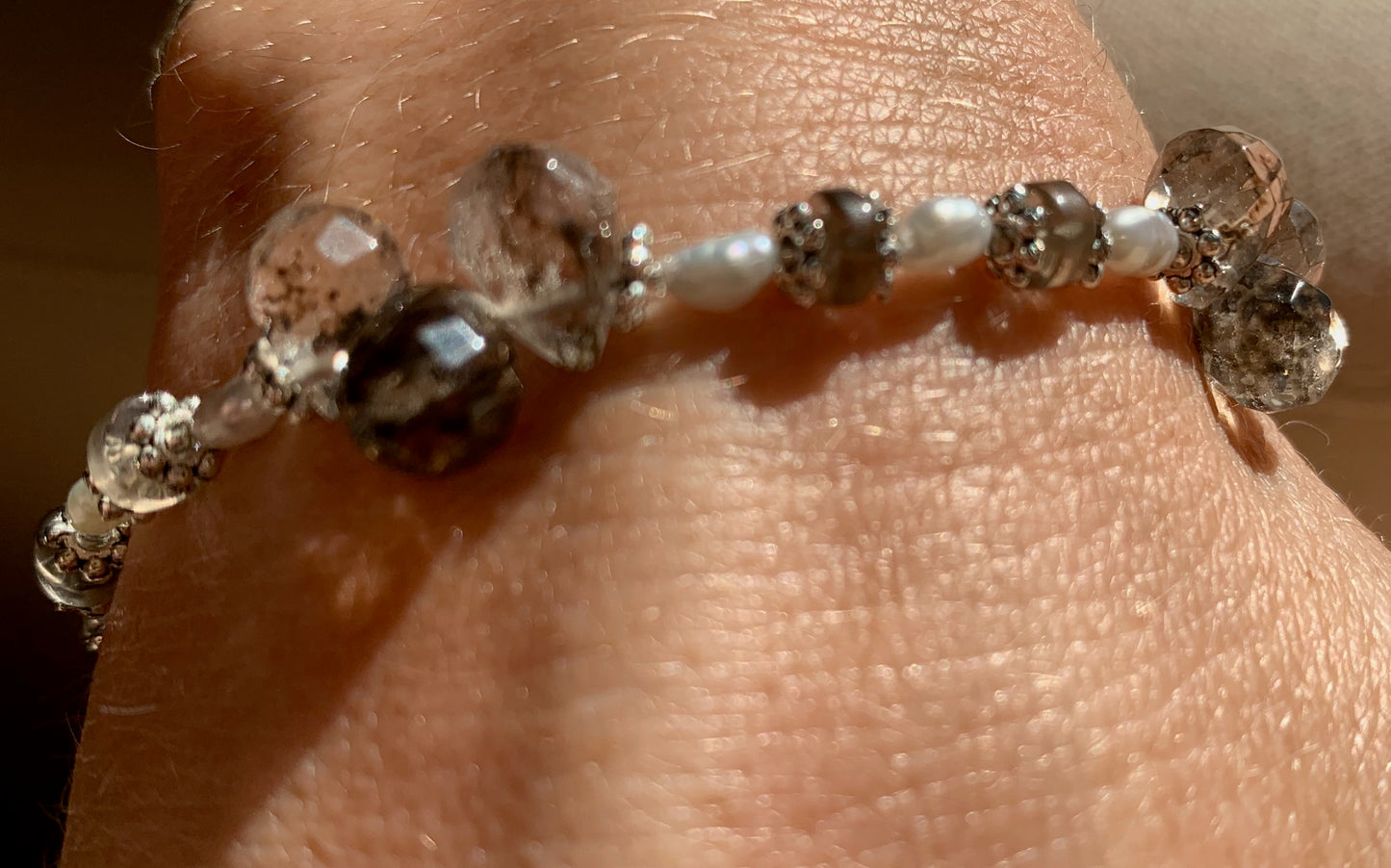 Gracia Bracelet - Rutilated Quartz and Freshwater Pearls