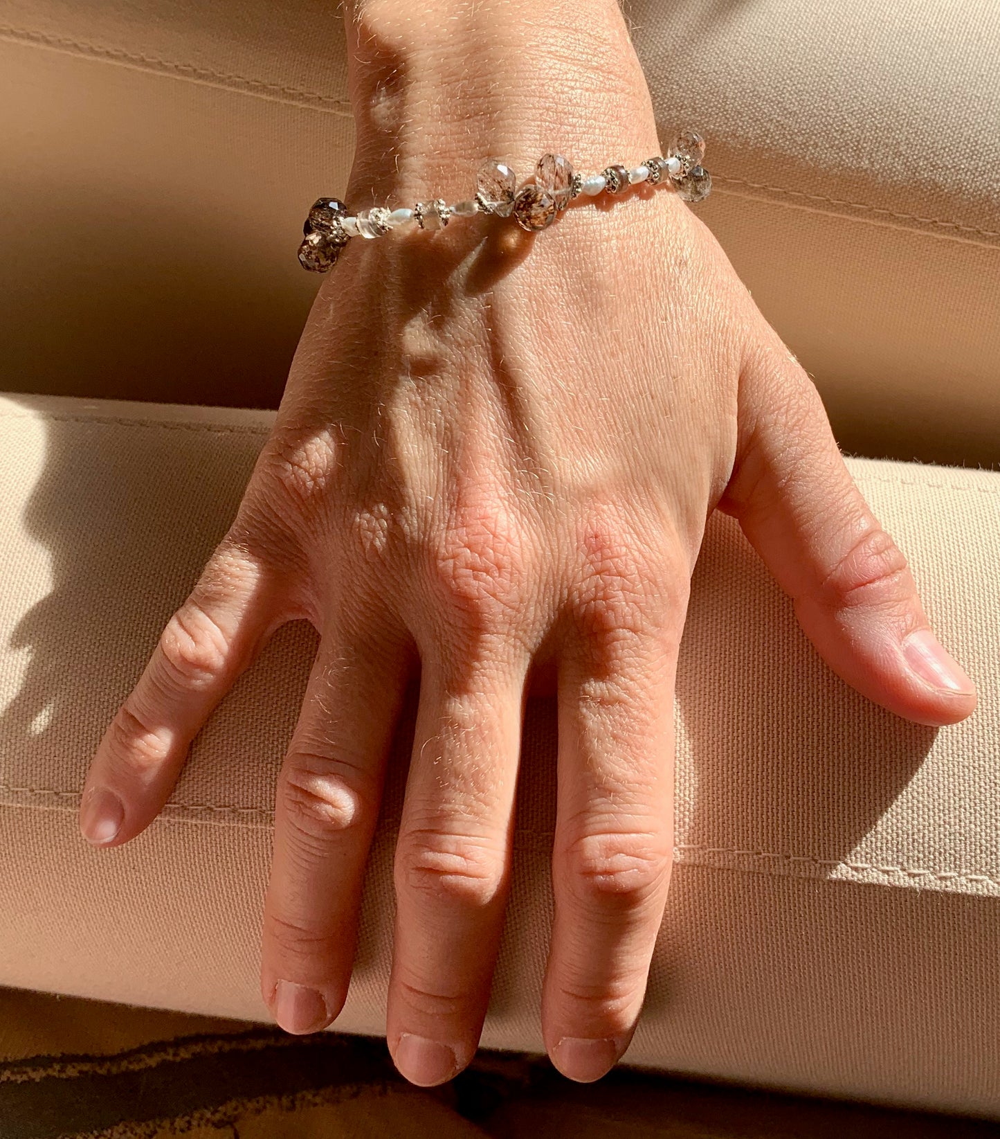 Gracia Bracelet - Rutilated Quartz and Freshwater Pearls