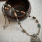 Preciosa Necklace - Chrysocolla in Quartz and Polychrome Jasper with Vintage White Bronze Medallion.