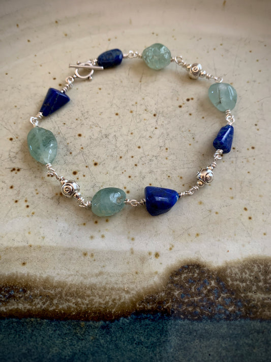 Thebe Bracelet - Lapis Lazuli and Aquamarine