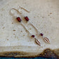 Fuego Earrings - Garnet and Feather Dangle