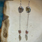 Caricia Earrings - Cube Labradorite, Purple Crystal, Feather Dangle