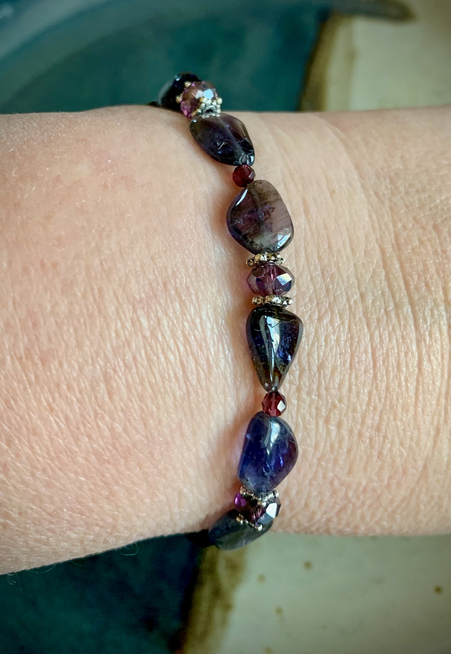 Rhodisa Bracelet - Iolite and Czech Crystal