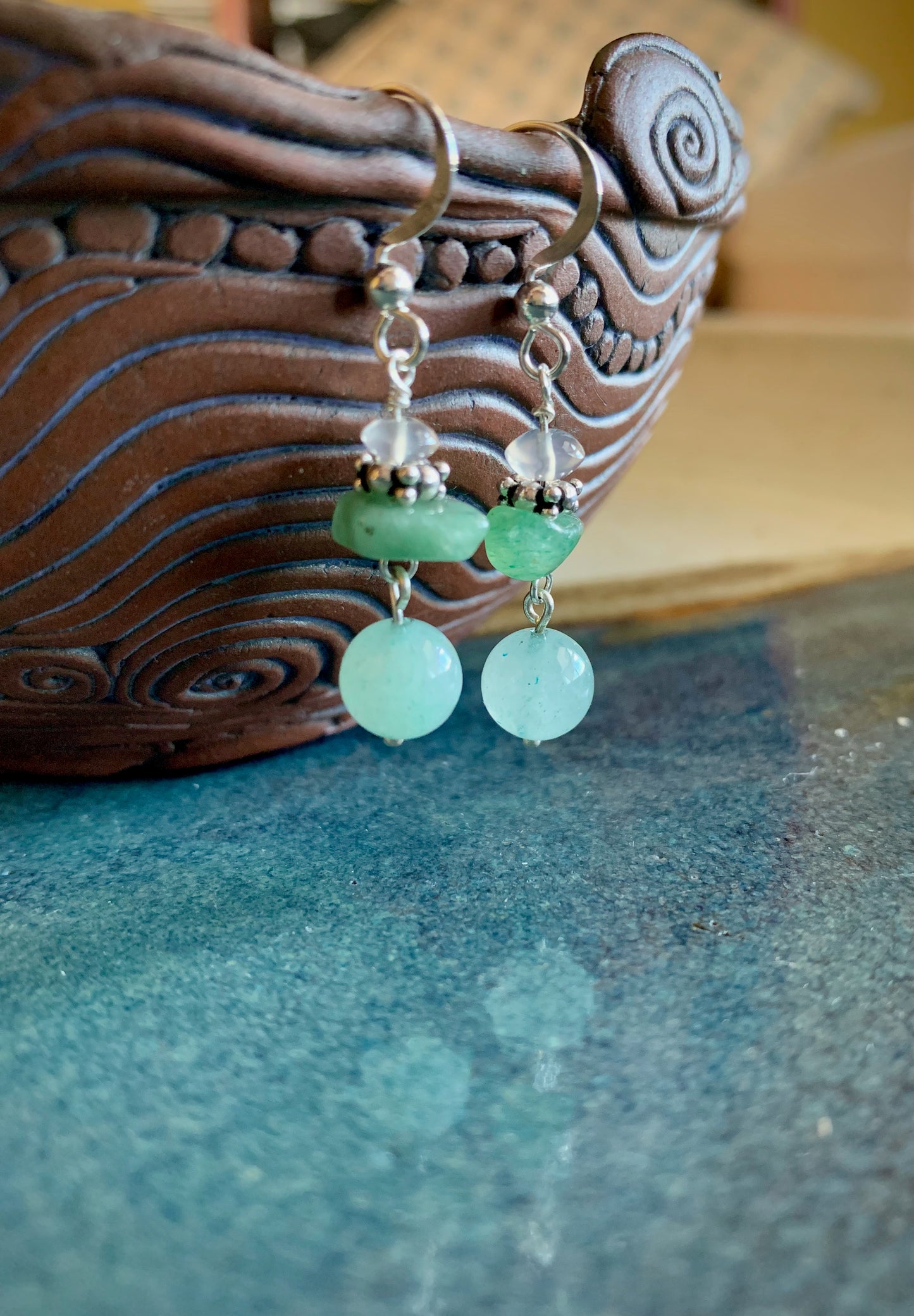 Canta Earrings - Aventurine, Chalcedony, Milky Quartz