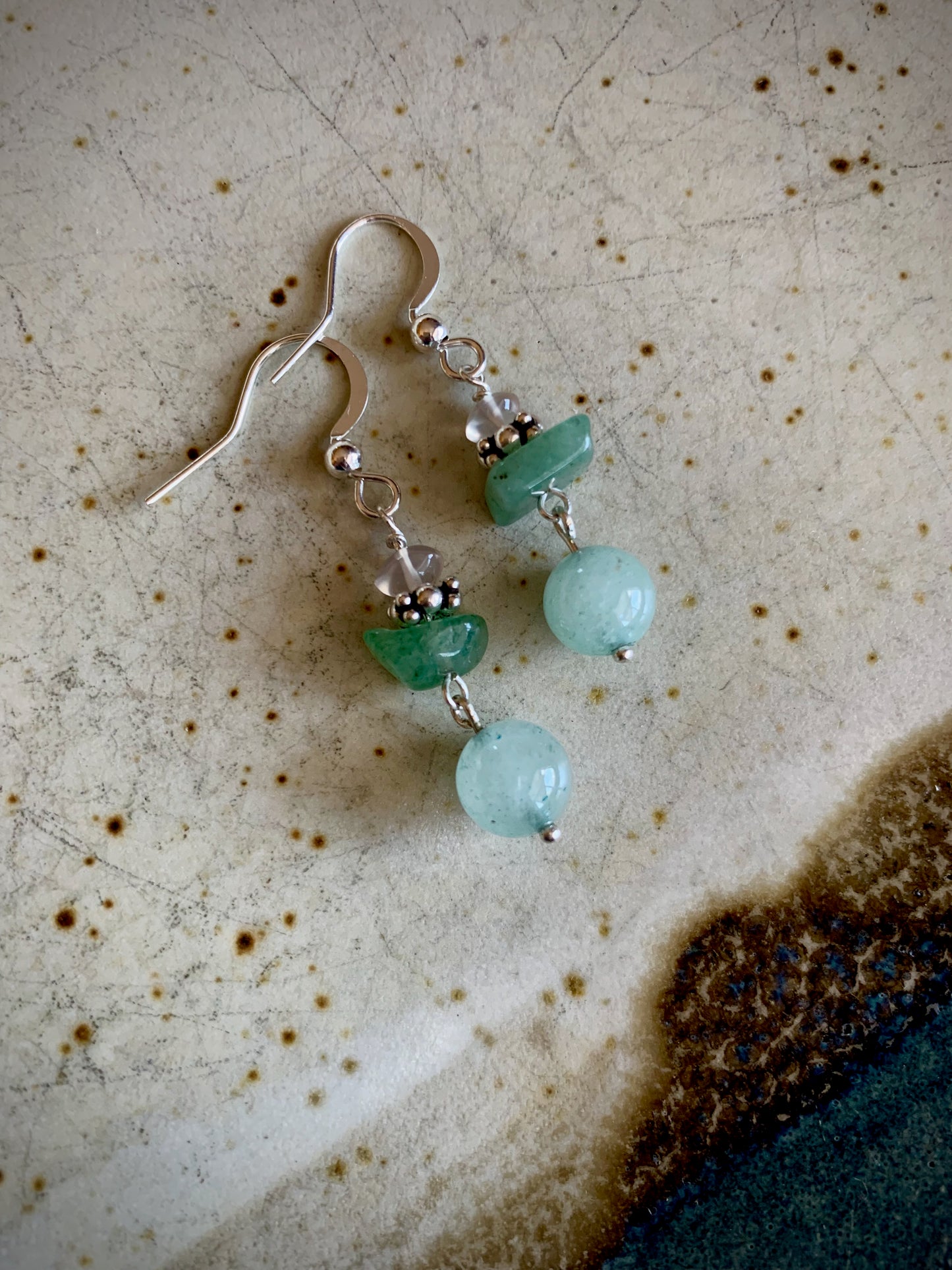 Canta Earrings - Aventurine, Chalcedony, Milky Quartz