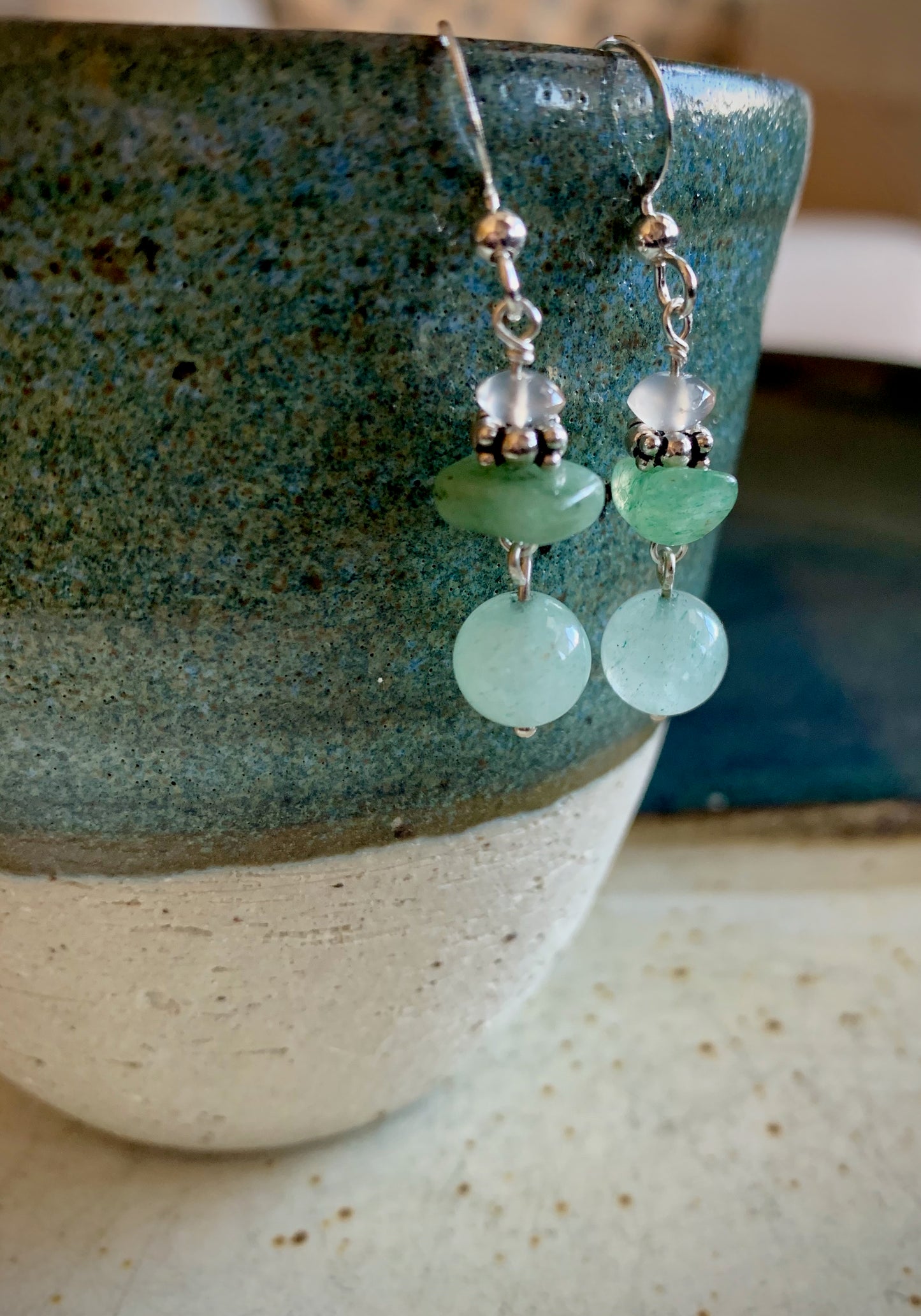 Canta Earrings - Aventurine, Chalcedony, Milky Quartz