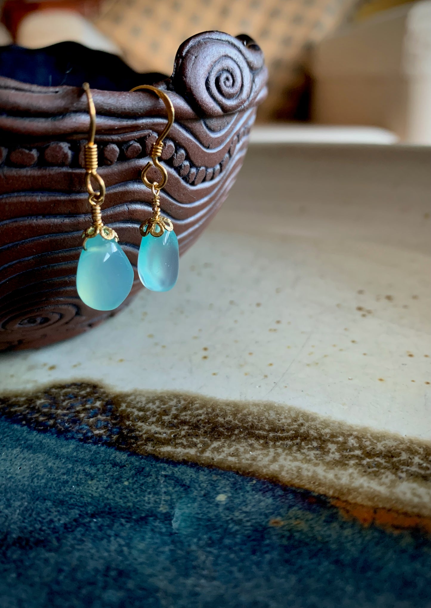 Luz Earrings - Aqua Chalcedony