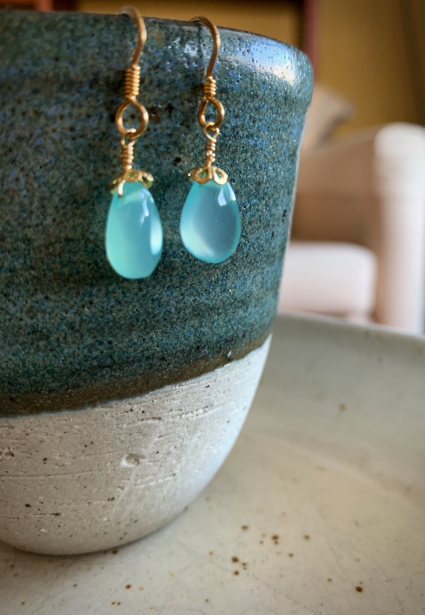 Luz Earrings - Aqua Chalcedony