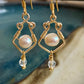 Sonrisa Earrings -  Gold Wirework with Pearl and Quartz