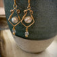 Sonrisa Earrings -  Gold Wirework with Pearl and Quartz