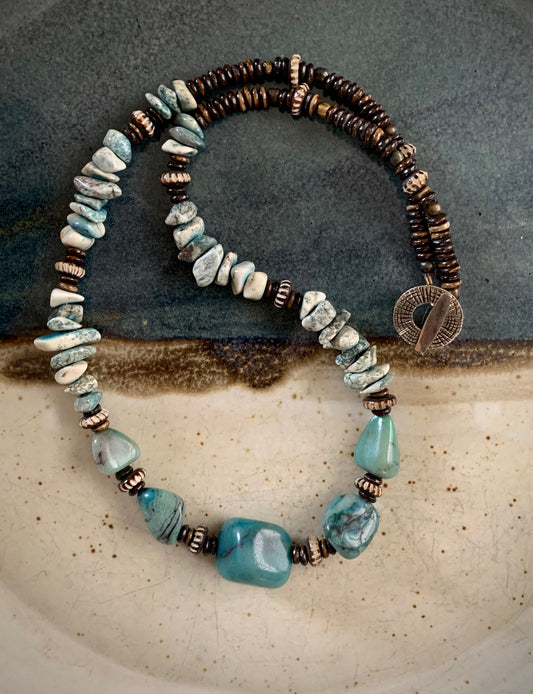 Celeste Necklace - Chrysocolla and Tree Agate