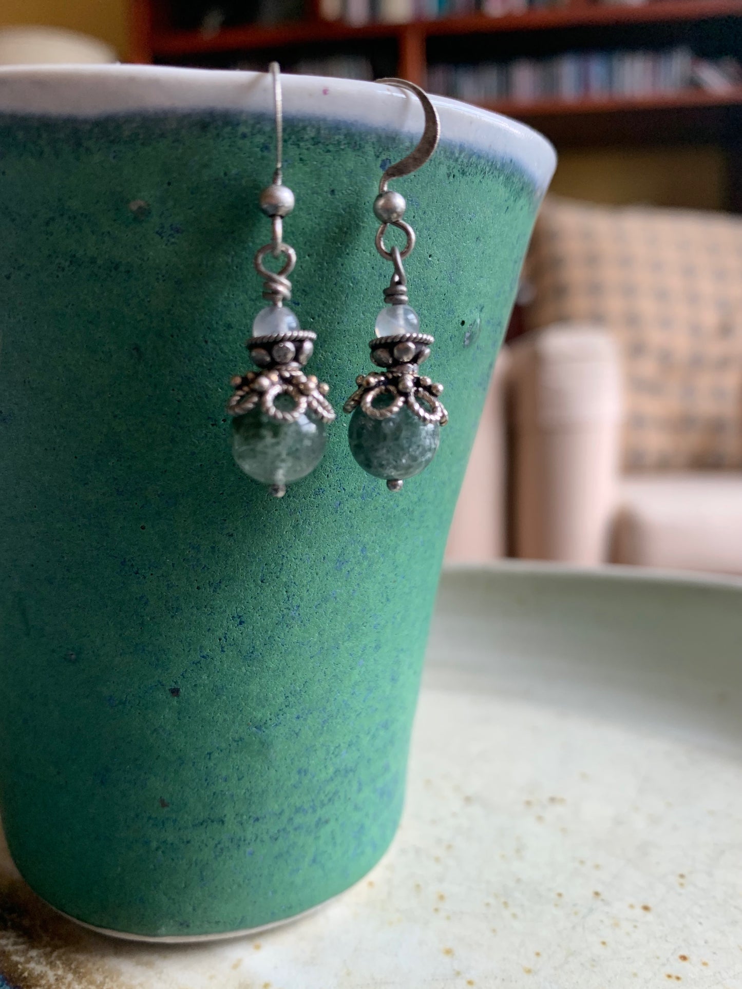 Beso Earrings - Green Phantom Quartz and Labradorite