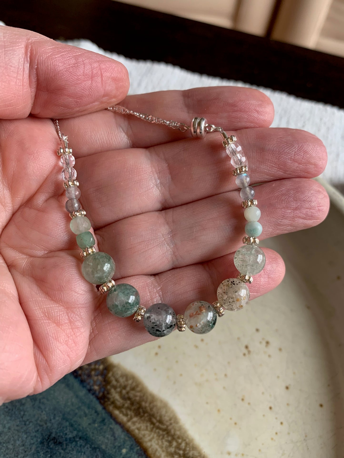 Gaia Bracelet - Green Phantom Quartz, Quartz, Amazonite